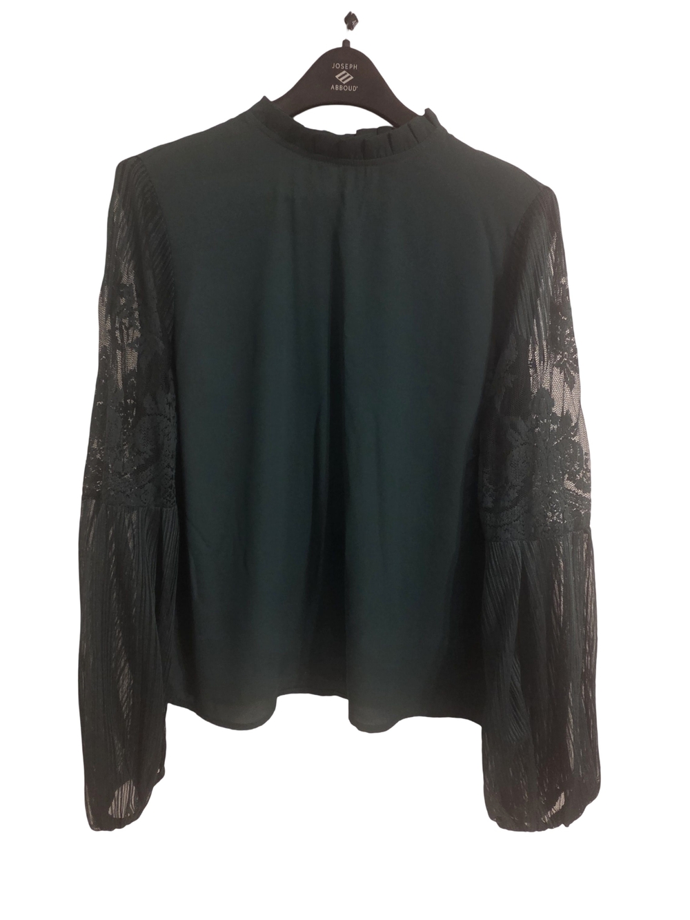 Jennife & Grace Dark Green Long Sleeve  Ruffled Neck Blouse